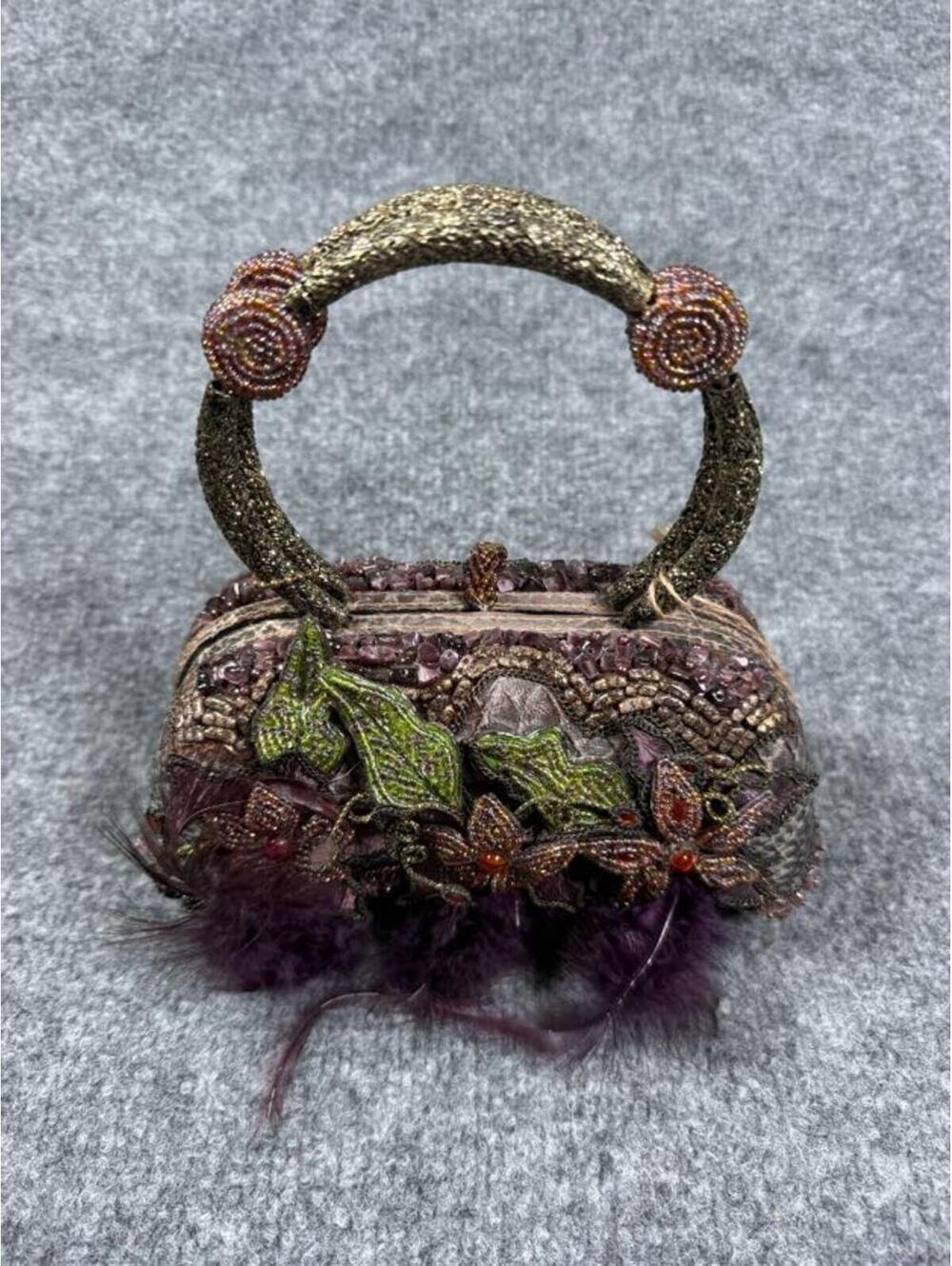Mary Frances Vintage Beaded and Feather Embellished Handbag